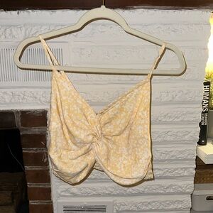 Abercrombie & Fitch Yellow Print Knot-Front Cami Size M